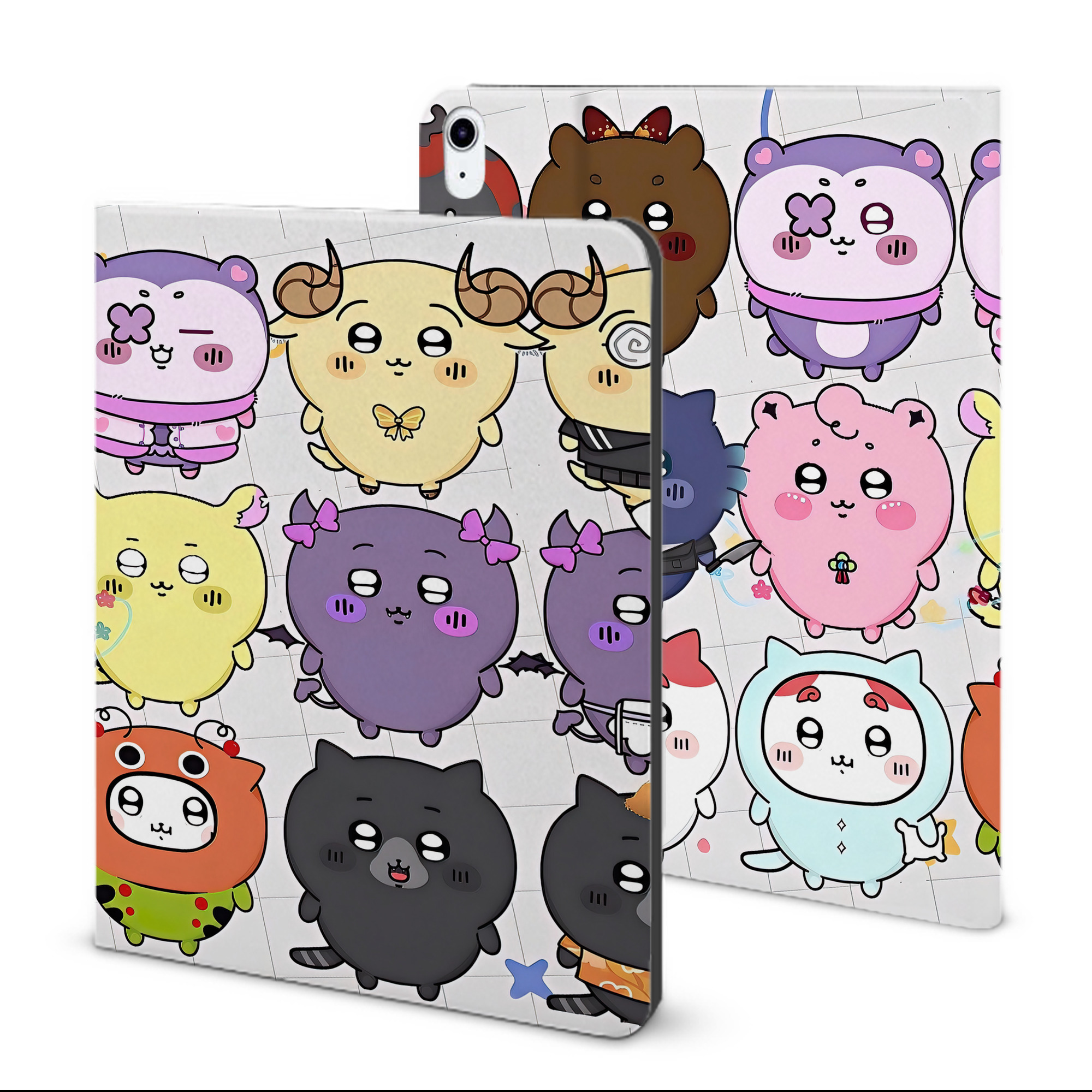 （画像用） ちいかわ Chii-kawa IPad ケース ブック型 PUレザー TPU 耐衝撃 軽量 薄型 ペン収納なし 全面保護 IPad 各モデル対応